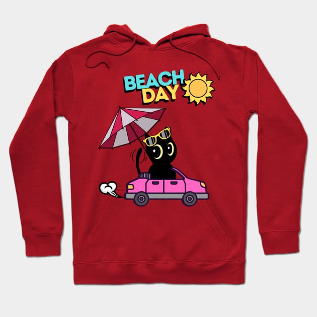 Cute black cat going to the beach Hoodie by Pet Station